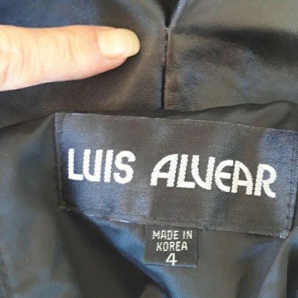 Vtg 80's Luis Alvear Skirt Edgy Career Leather Straight Knee Length Black Sz 4 - Picture 3 of 8